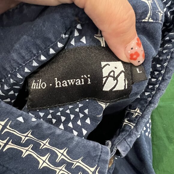 Sig Zane Hawaii Mens Large Blue Printed Short Sleeve Pullover Aloha Shirt - Picture 3 of 7